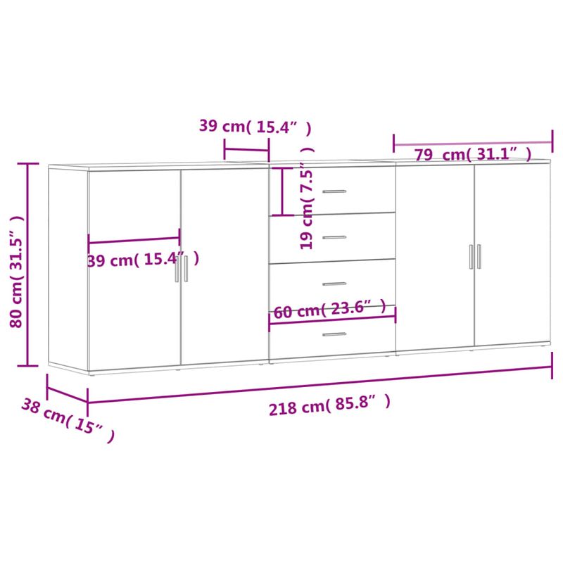 Casa si Gradina - Mobilier - Comode si corpuri - Comode - Servante, 3 piese, gri beton, lemn prelucrat - Infinity.ro