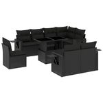 Casa si Gradina - Gradina si terasa - Mobilier exterior - Seturi mobila gradina - Set mobilier de gradina cu perne, 9 piese, negru, poliratan - Infinity.ro