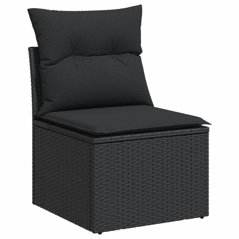 Casa si Gradina - Gradina si terasa - Mobilier exterior - Seturi mobila gradina - Set mobilier de gradina cu perne, 9 piese, negru, poliratan - Infinity.ro
