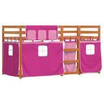 Casa si Gradina - Mobilier - Paturi si accesorii - Paturi - Pat supraetajat cu perdele, roz, 90x190 cm, lemn masiv pin - Infinity.ro