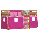 Casa si Gradina - Mobilier - Paturi si accesorii - Paturi - Pat supraetajat cu perdele, roz, 90x190 cm, lemn masiv pin - Infinity.ro