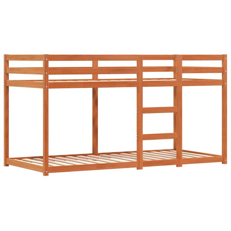 Casa si Gradina - Mobilier - Paturi si accesorii - Paturi - Pat supraetajat cu perdele, roz, 90x190 cm, lemn masiv pin - Infinity.ro