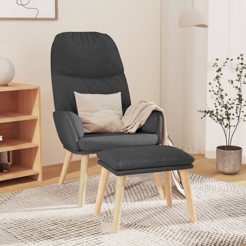 Casa si Gradina - Mobilier - Scaune si fotolii - Fotolii - Fotoliu de relaxare cu taburet, gri inchis, textil - Infinity.ro