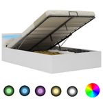 Casa si Gradina - Mobilier - Paturi si accesorii - Paturi - Cadru pat hidraulic cu lada LED alb 120x200 cm piele ecologica - Infinity.ro