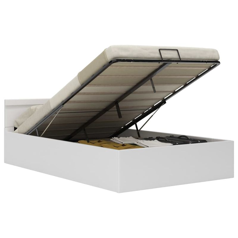 Casa si Gradina - Mobilier - Paturi si accesorii - Paturi - Cadru pat hidraulic cu lada LED alb 120x200 cm piele ecologica - Infinity.ro
