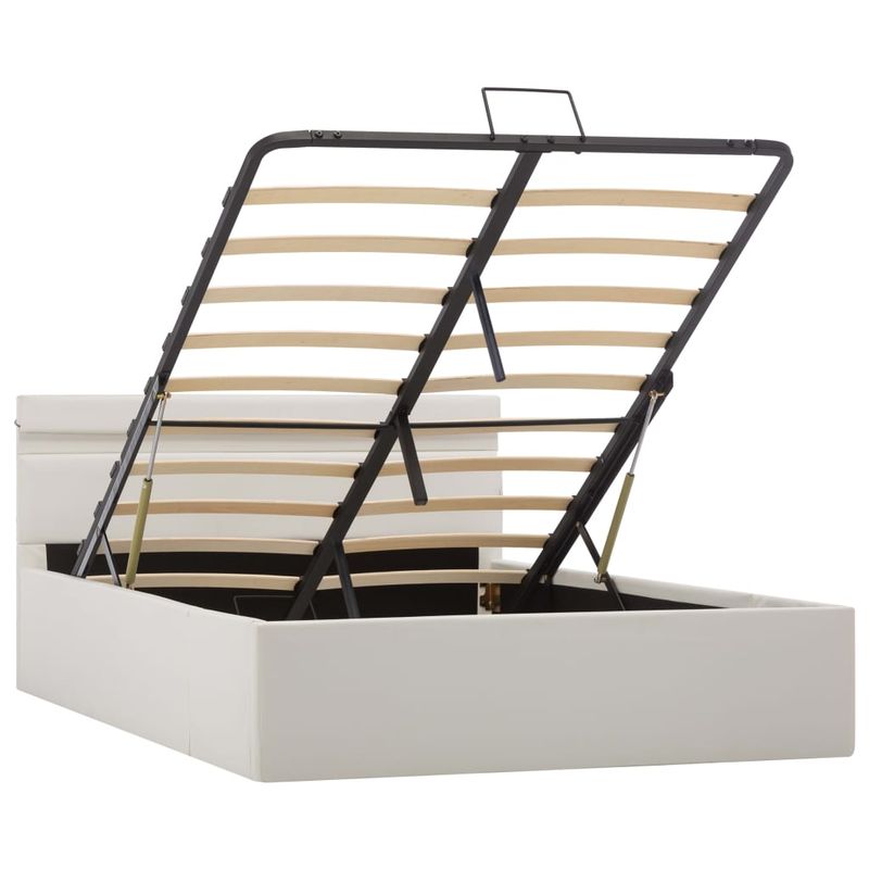 Casa si Gradina - Mobilier - Paturi si accesorii - Paturi - Cadru pat hidraulic cu lada LED alb 120x200 cm piele ecologica - Infinity.ro