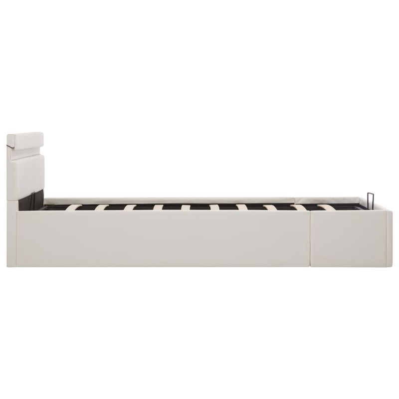 Casa si Gradina - Mobilier - Paturi si accesorii - Paturi - Cadru pat hidraulic cu lada LED alb 120x200 cm piele ecologica - Infinity.ro