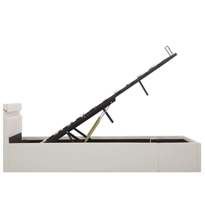 Casa si Gradina - Mobilier - Paturi si accesorii - Paturi - Cadru pat hidraulic cu lada LED alb 120x200 cm piele ecologica - Infinity.ro