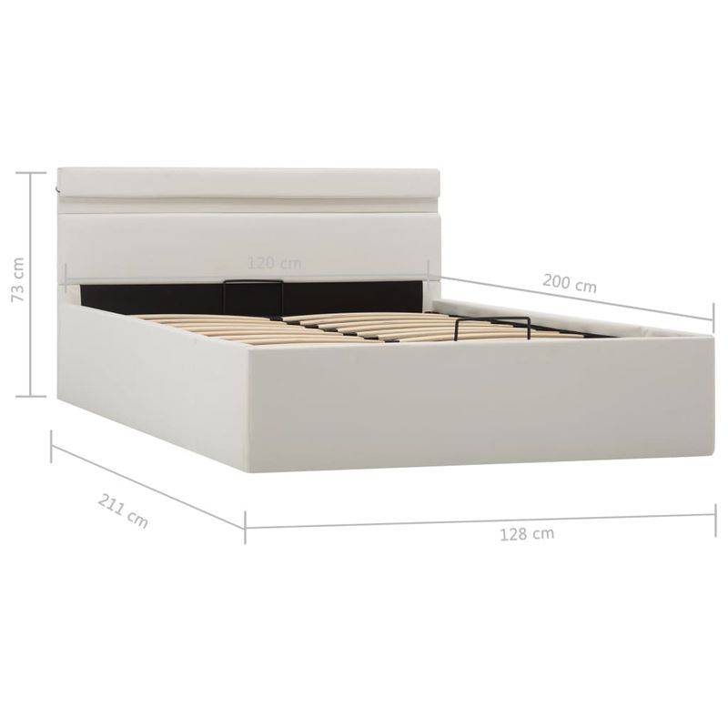 Casa si Gradina - Mobilier - Paturi si accesorii - Paturi - Cadru pat hidraulic cu lada LED alb 120x200 cm piele ecologica - Infinity.ro