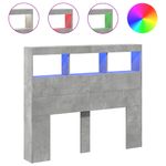 Casa si Gradina - Mobilier - Paturi si accesorii - Accesorii paturi - Tablie de pat cu dulap si LED, gri beton, 120x17x102 cm - Infinity.ro