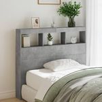 Casa si Gradina - Mobilier - Paturi si accesorii - Accesorii paturi - Tablie de pat cu dulap si LED, gri beton, 120x17x102 cm - Infinity.ro