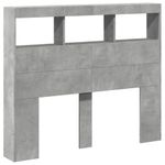 Casa si Gradina - Mobilier - Paturi si accesorii - Accesorii paturi - Tablie de pat cu dulap si LED, gri beton, 120x17x102 cm - Infinity.ro