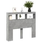Casa si Gradina - Mobilier - Paturi si accesorii - Accesorii paturi - Tablie de pat cu dulap si LED, gri beton, 120x17x102 cm - Infinity.ro