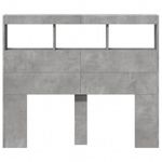 Casa si Gradina - Mobilier - Paturi si accesorii - Accesorii paturi - Tablie de pat cu dulap si LED, gri beton, 120x17x102 cm - Infinity.ro