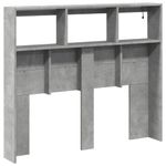 Casa si Gradina - Mobilier - Paturi si accesorii - Accesorii paturi - Tablie de pat cu dulap si LED, gri beton, 120x17x102 cm - Infinity.ro