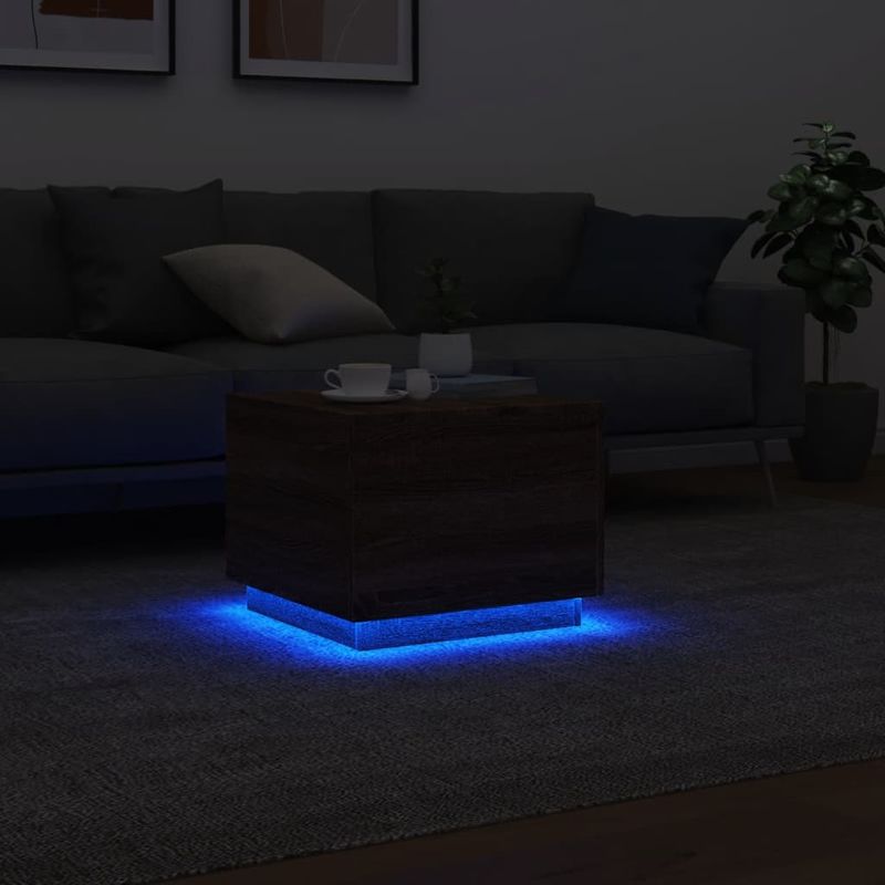 Casa si Gradina - Mobilier - Mese si birouri - Masute de cafea - Masuta de cafea cu lumini LED, stejar maro, 50x50x40 cm - Infinity.ro