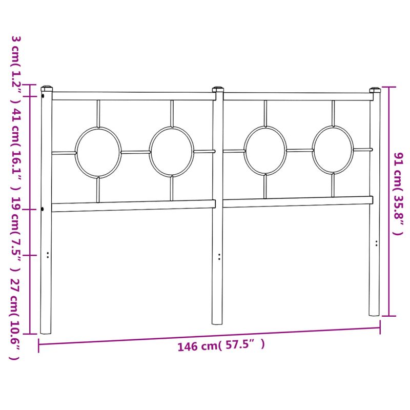 Casa si Gradina - Mobilier - Paturi si accesorii - Accesorii paturi - Tablie de pat metalica, alb, 140 cm - Infinity.ro