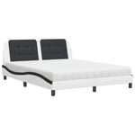 Casa si Gradina - Mobilier - Paturi si accesorii - Paturi - Pat cu saltea, alb si negru, 160x200 cm, piele ecologica - Infinity.ro