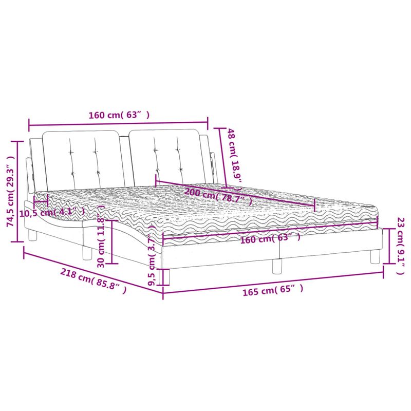 Casa si Gradina - Mobilier - Paturi si accesorii - Paturi - Pat cu saltea, alb si negru, 160x200 cm, piele ecologica - Infinity.ro