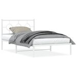 Casa si Gradina - Mobilier - Paturi si accesorii - Paturi - Cadru de pat din metal cu tablie, alb, 107x203 cm - Infinity.ro