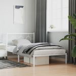 Casa si Gradina - Mobilier - Paturi si accesorii - Paturi - Cadru de pat din metal cu tablie, alb, 107x203 cm - Infinity.ro