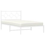 Casa si Gradina - Mobilier - Paturi si accesorii - Paturi - Cadru de pat din metal cu tablie, alb, 107x203 cm - Infinity.ro