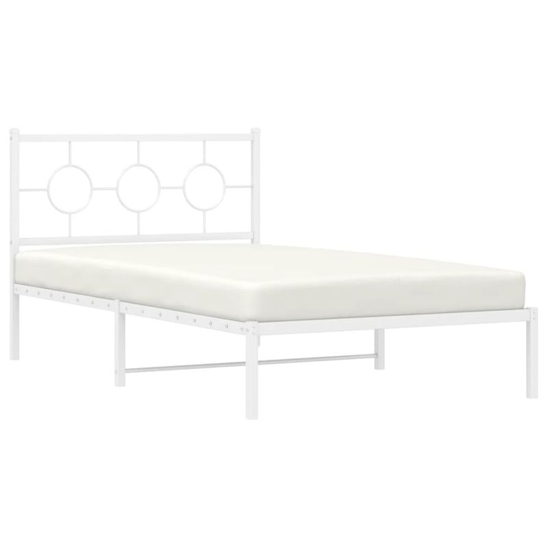 Casa si Gradina - Mobilier - Paturi si accesorii - Paturi - Cadru de pat din metal cu tablie, alb, 107x203 cm - Infinity.ro