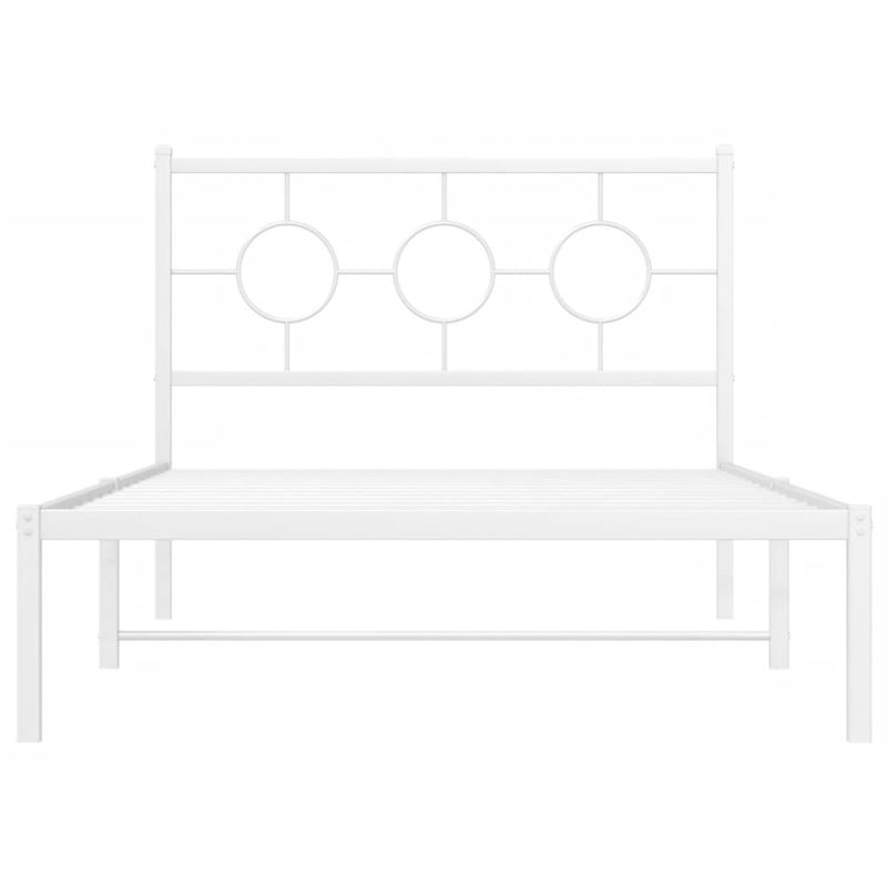 Casa si Gradina - Mobilier - Paturi si accesorii - Paturi - Cadru de pat din metal cu tablie, alb, 107x203 cm - Infinity.ro
