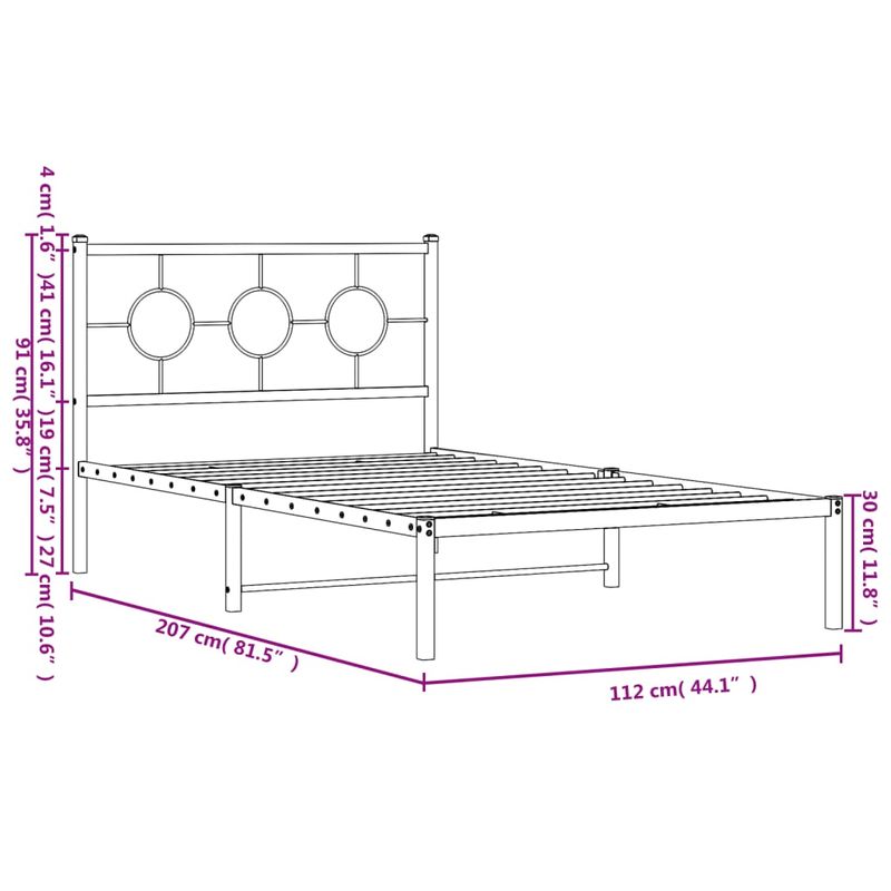 Casa si Gradina - Mobilier - Paturi si accesorii - Paturi - Cadru de pat din metal cu tablie, alb, 107x203 cm - Infinity.ro