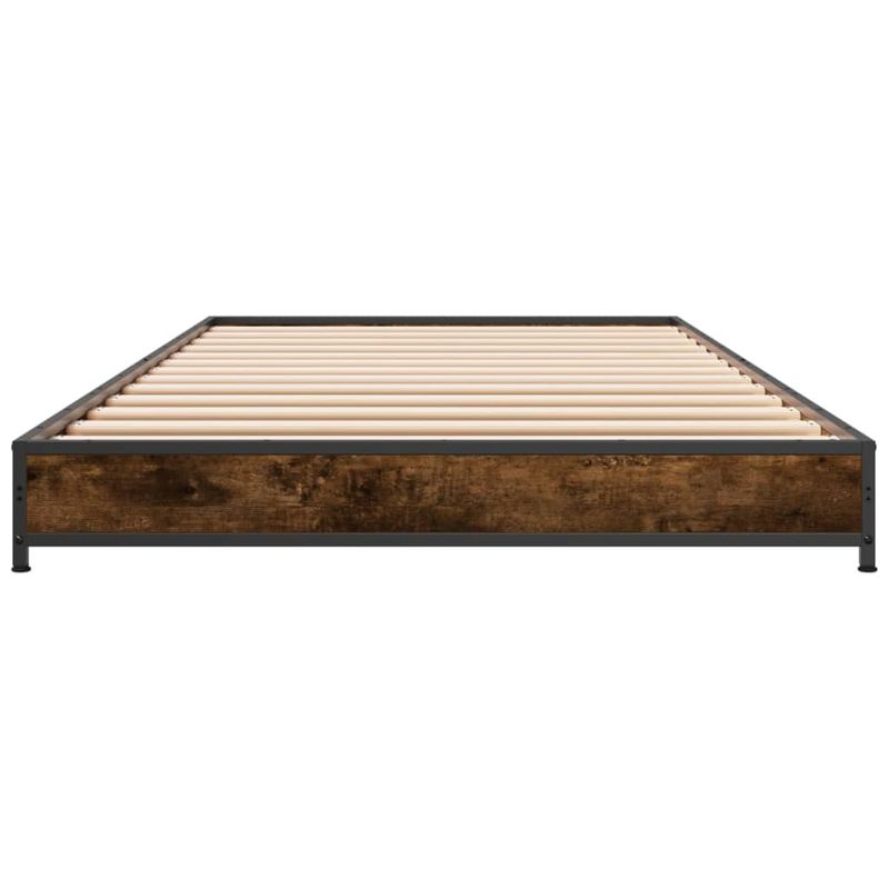 Casa si Gradina - Mobilier - Paturi si accesorii - Paturi - Cadru de pat, stejar fumuriu 100x200 cm lemn prelucrat si metal - Infinity.ro