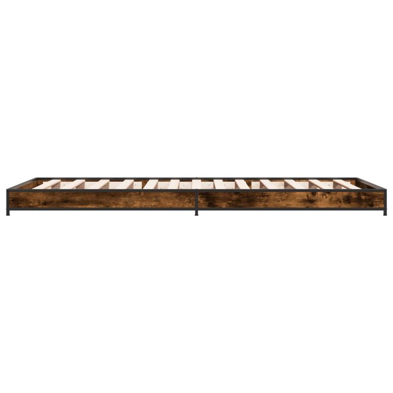 Casa si Gradina - Mobilier - Paturi si accesorii - Paturi - Cadru de pat, stejar fumuriu 100x200 cm lemn prelucrat si metal - Infinity.ro
