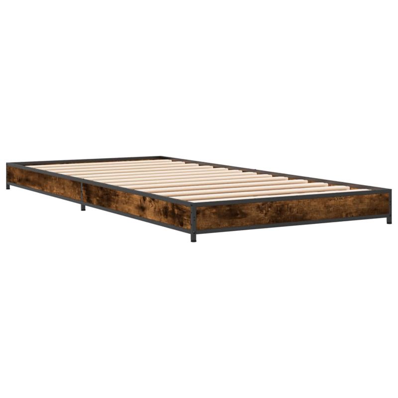 Casa si Gradina - Mobilier - Paturi si accesorii - Paturi - Cadru de pat, stejar fumuriu 100x200 cm lemn prelucrat si metal - Infinity.ro