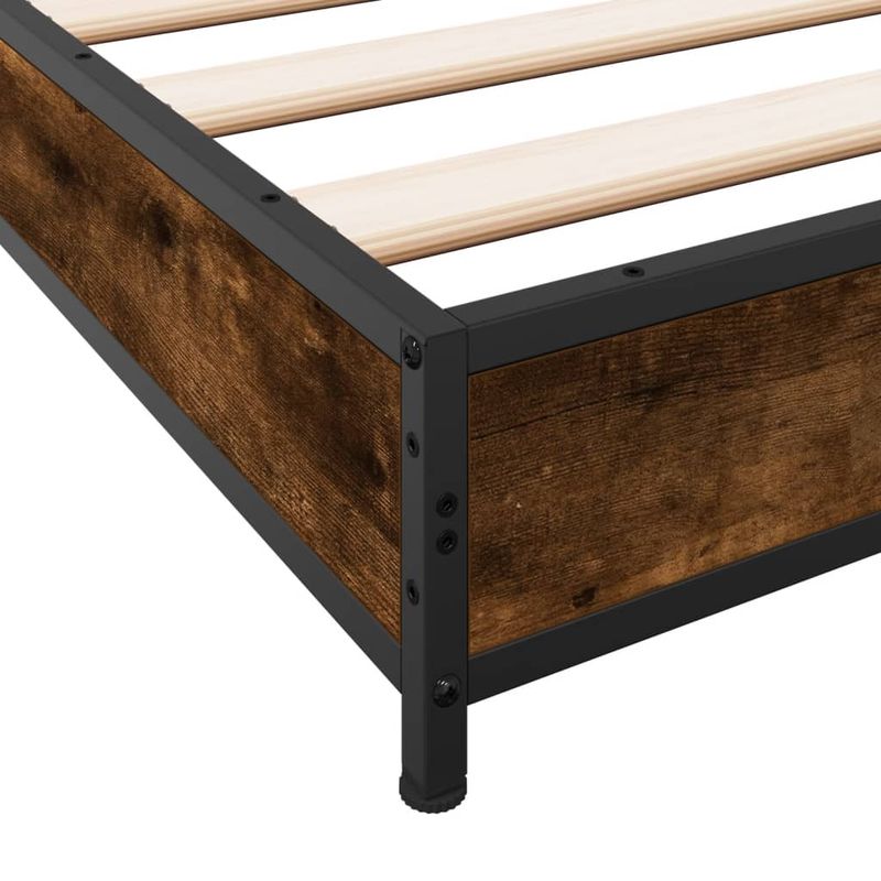 Casa si Gradina - Mobilier - Paturi si accesorii - Paturi - Cadru de pat, stejar fumuriu 100x200 cm lemn prelucrat si metal - Infinity.ro