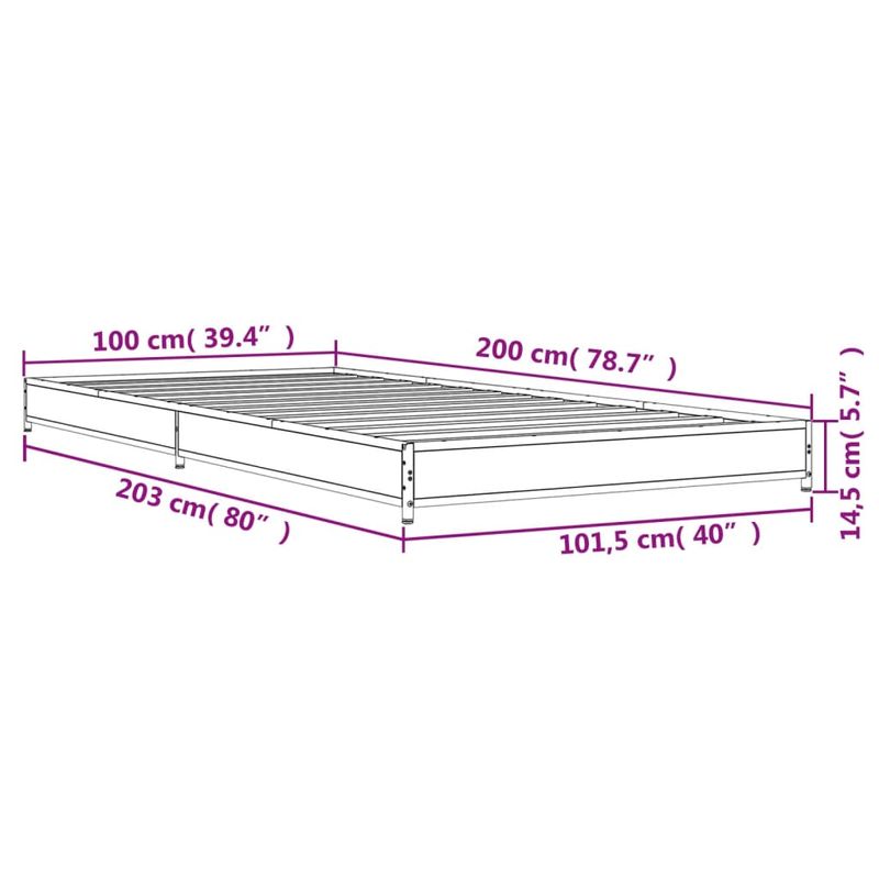 Casa si Gradina - Mobilier - Paturi si accesorii - Paturi - Cadru de pat, stejar fumuriu 100x200 cm lemn prelucrat si metal - Infinity.ro