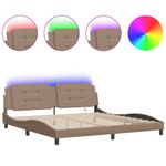 Casa si Gradina - Mobilier - Paturi si accesorii - Paturi - Cadru de pat lumini LED, cappuccino, 200x200 cm piele ecologica - Infinity.ro
