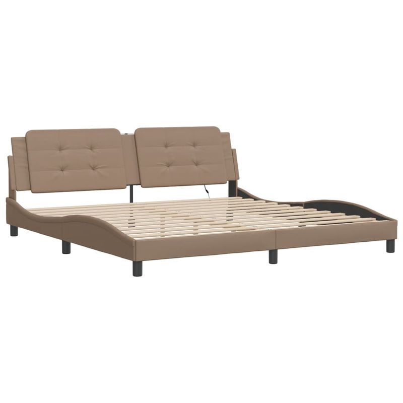 Casa si Gradina - Mobilier - Paturi si accesorii - Paturi - Cadru de pat lumini LED, cappuccino, 200x200 cm piele ecologica - Infinity.ro