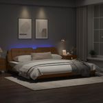Casa si Gradina - Mobilier - Paturi si accesorii - Paturi - Cadru de pat lumini LED, cappuccino, 200x200 cm piele ecologica - Infinity.ro
