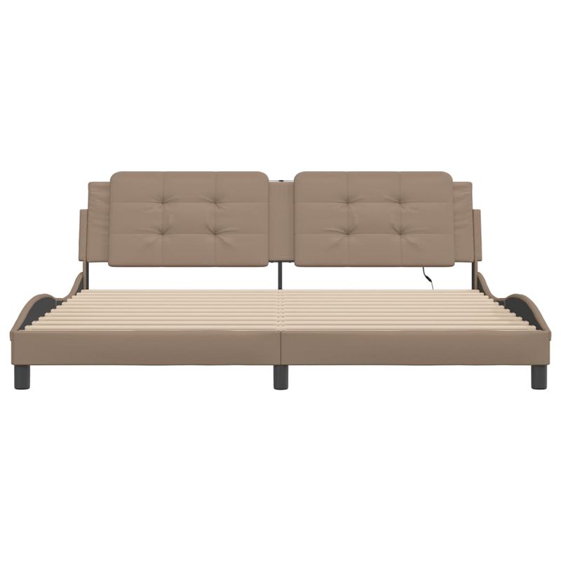 Casa si Gradina - Mobilier - Paturi si accesorii - Paturi - Cadru de pat lumini LED, cappuccino, 200x200 cm piele ecologica - Infinity.ro