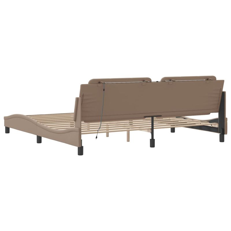 Casa si Gradina - Mobilier - Paturi si accesorii - Paturi - Cadru de pat lumini LED, cappuccino, 200x200 cm piele ecologica - Infinity.ro