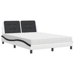 Casa si Gradina - Mobilier - Paturi si accesorii - Paturi - Pat cu saltea, alb si negru, 120x200 cm, piele ecologica - Infinity.ro