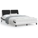 Casa si Gradina - Mobilier - Paturi si accesorii - Paturi - Pat cu saltea, alb si negru, 120x200 cm, piele ecologica - Infinity.ro