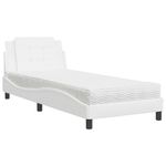Casa si Gradina - Mobilier - Paturi si accesorii - Paturi - Pat cu saltea, alb, 90x190 cm, piele ecologica - Infinity.ro