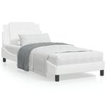Casa si Gradina - Mobilier - Paturi si accesorii - Paturi - Pat cu saltea, alb, 90x190 cm, piele ecologica - Infinity.ro
