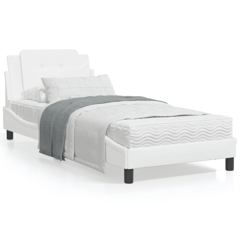 Casa si Gradina - Mobilier - Paturi si accesorii - Paturi - Pat cu saltea, alb, 90x190 cm, piele ecologica - Infinity.ro