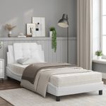 Casa si Gradina - Mobilier - Paturi si accesorii - Paturi - Pat cu saltea, alb, 90x190 cm, piele ecologica - Infinity.ro