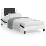 Casa si Gradina - Mobilier - Paturi si accesorii - Paturi - Pat cu saltea, alb si negru, 80x200 cm, piele ecologica - Infinity.ro