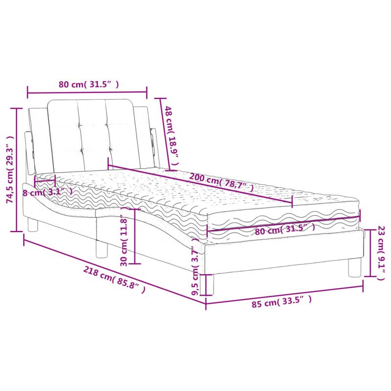 Casa si Gradina - Mobilier - Paturi si accesorii - Paturi - Pat cu saltea, alb si negru, 80x200 cm, piele ecologica - Infinity.ro