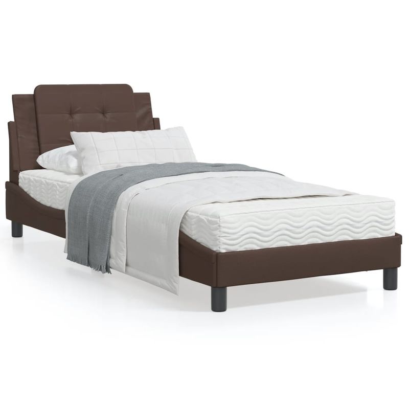 Casa si Gradina - Mobilier - Paturi si accesorii - Paturi - Pat cu saltea, maro, 80x200 cm, piele ecologica - Infinity.ro