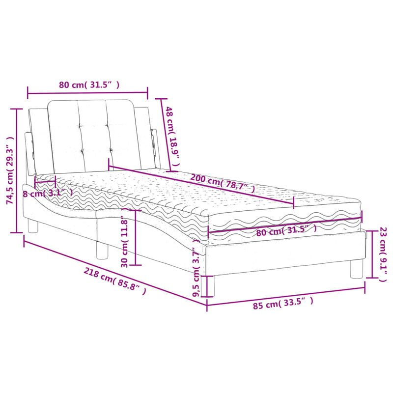 Casa si Gradina - Mobilier - Paturi si accesorii - Paturi - Pat cu saltea, maro, 80x200 cm, piele ecologica - Infinity.ro