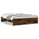 Casa si Gradina - Mobilier - Paturi si accesorii - Paturi - Cadru de pat, stejar fumuriu 200x200 cm lemn prelucrat si metal - Infinity.ro